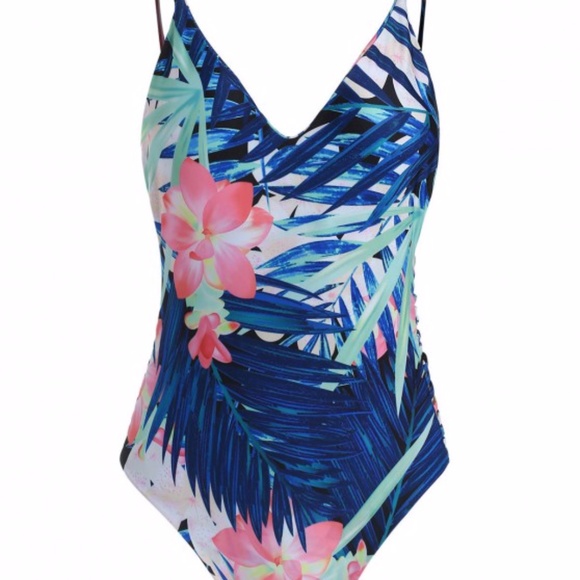 Zaful Other - Tropical Cut-Out One Piece
